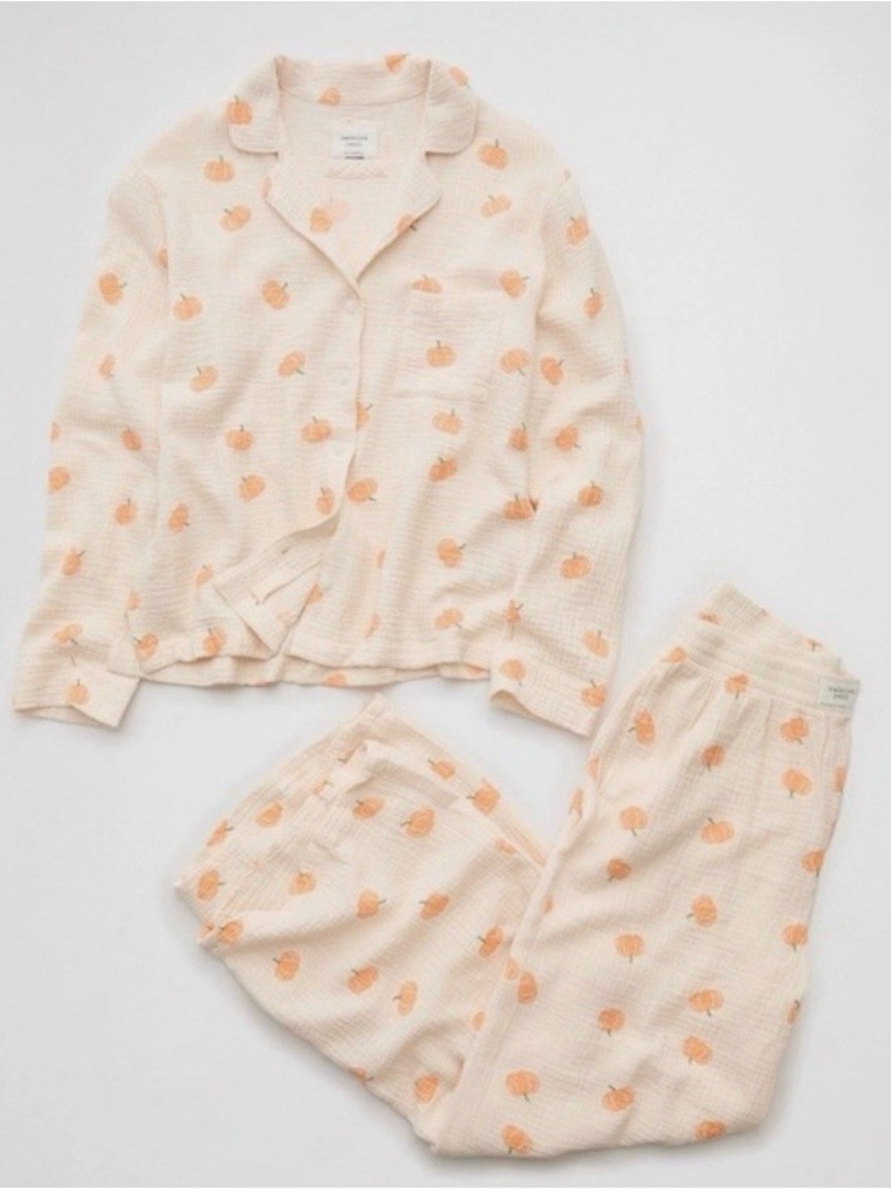 American Eagle Cotton Gauze Pumpkin Pajama Set | NWOT | Fall Halloween PJs - Picture 3 of 9